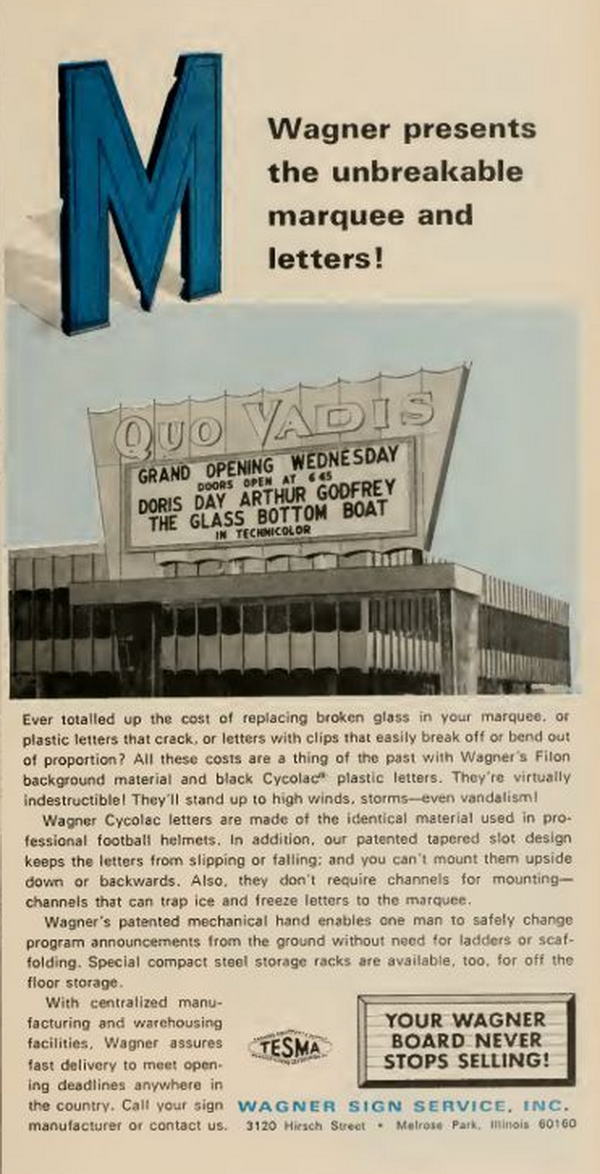 Quo Vadis Theatre - June 7 1971 Box Office Magazine Ad (newer photo)